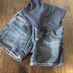 Indigo Blue Full Panel Maternity Jean Shorts Small